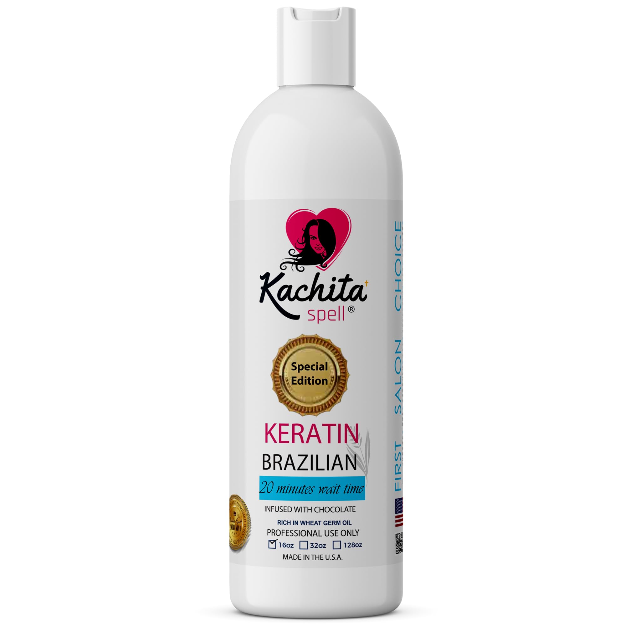 Kachita Spell Brazilian Keratin Treatment Chocolate – Long-Lasting Smoothing for All Hair Types, Made in USA, 16 fl oz