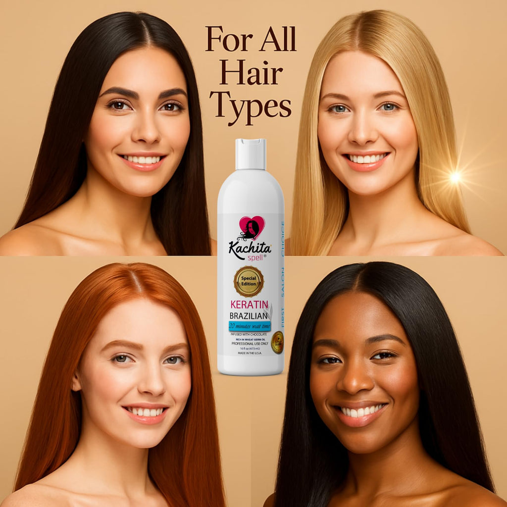 Kachita Spell Brazilian Keratin Treatment Chocolate – Long-Lasting Smoothing for All Hair Types, Made in USA, 16 fl oz