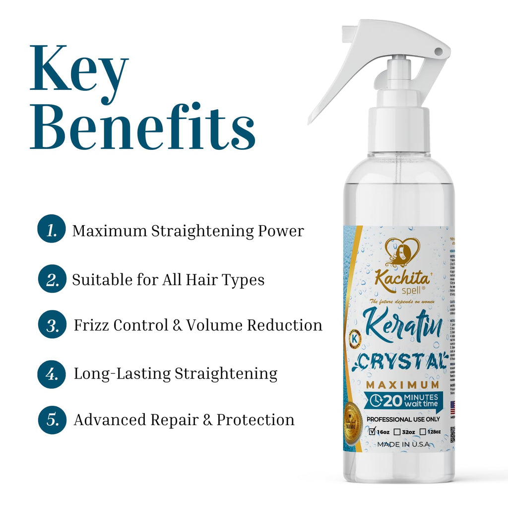 Kachita Spell Keratin Crystal – Express 20-Minute Keratin Spray for Lasting Blowouts | Home & Pro Use | 16 fl oz