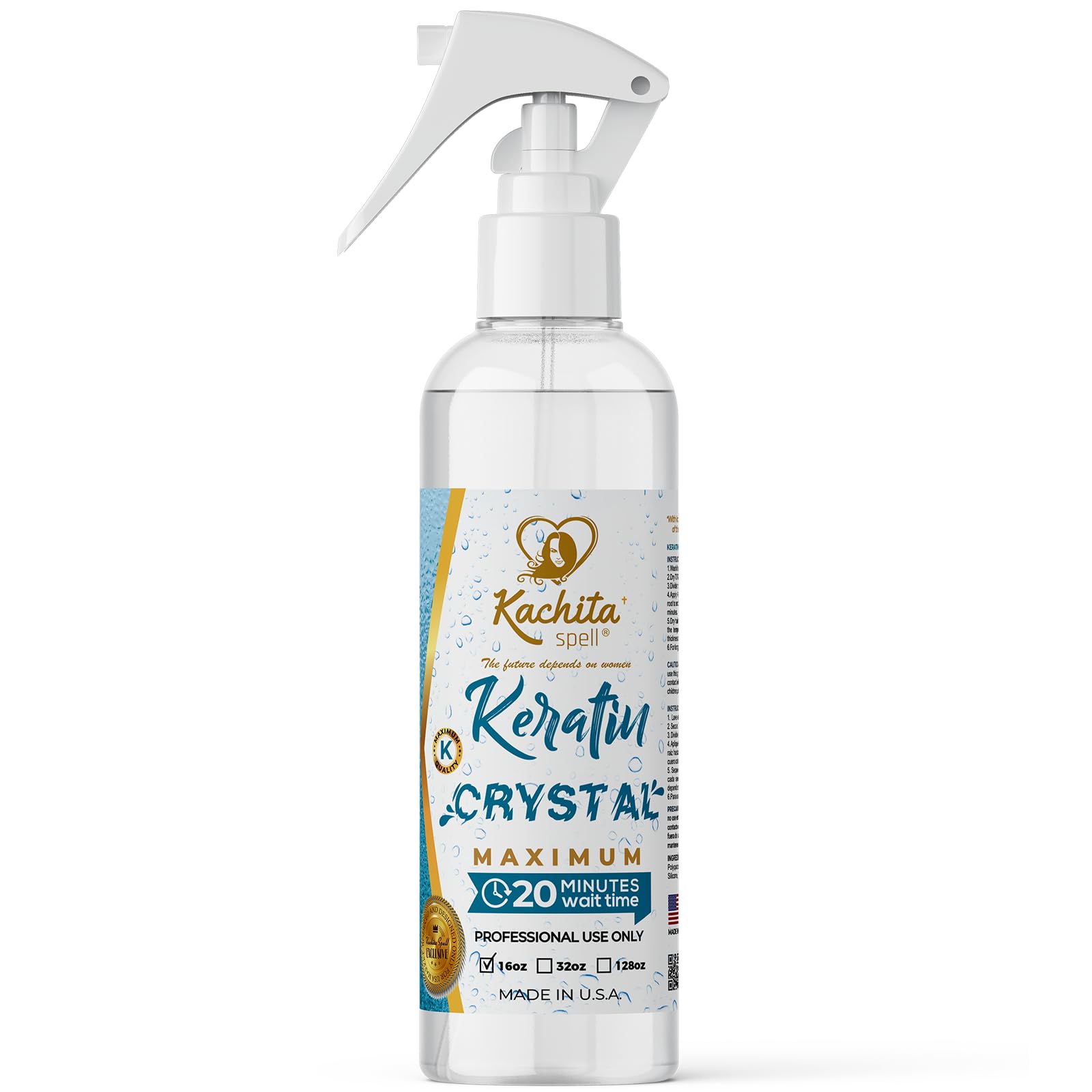 Kachita Spell Keratin Crystal – Express 20-Minute Keratin Spray for Lasting Blowouts | Home & Pro Use | 16 fl oz