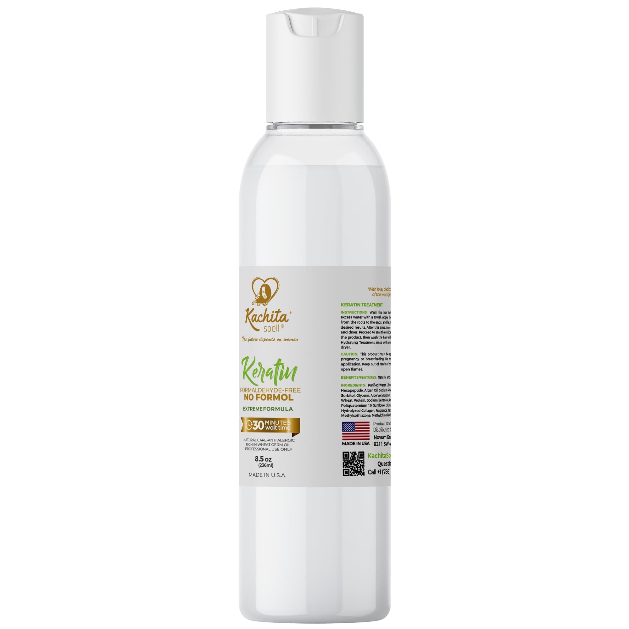 Kachita Spell Formaldehyde-Free Brazilian Keratin Treatment | Made in USA (8 fl oz)