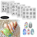 KADS 5Pcs Nail Art Stamping Plates Set – Flower Rabbit Kiss Heart Image Plate