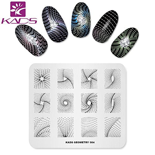 KADS 5Pcs Nail Art Stamping Plates Set – Stainless Steel Geometry Designer Templates