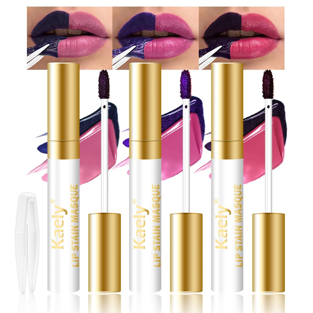 Kaely Lip Stain Peel-Off Masque 3-Piece Set – Long-Lasting Matte Tint (Vegan)