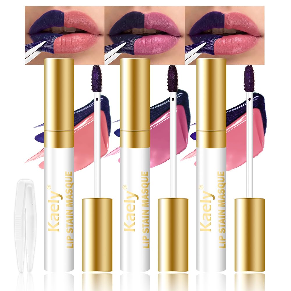 Kaely 3-Piece Lip Stain Peel-Off Masque – Long-Wear Matte Tint (Vegan & Cruelty-Free) A-01/A-02/A-03