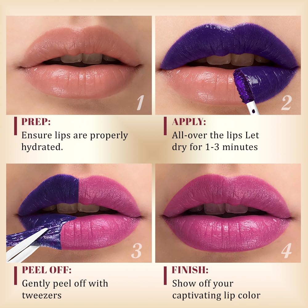 Kaely Lip Stain Peel-Off Masque 3-Piece Set – Long-Lasting Matte Tint (Vegan)