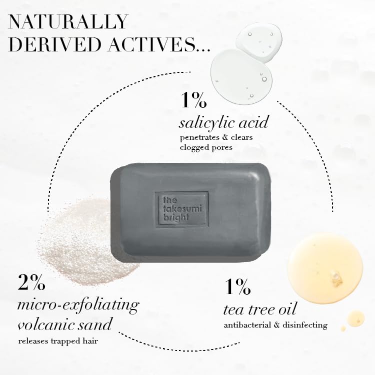 Kaia Naturals Takesumi Bright Ingrown Bar – Exfoliating Soap for Ingrown Hairs & Razor Bumps, 2.4oz