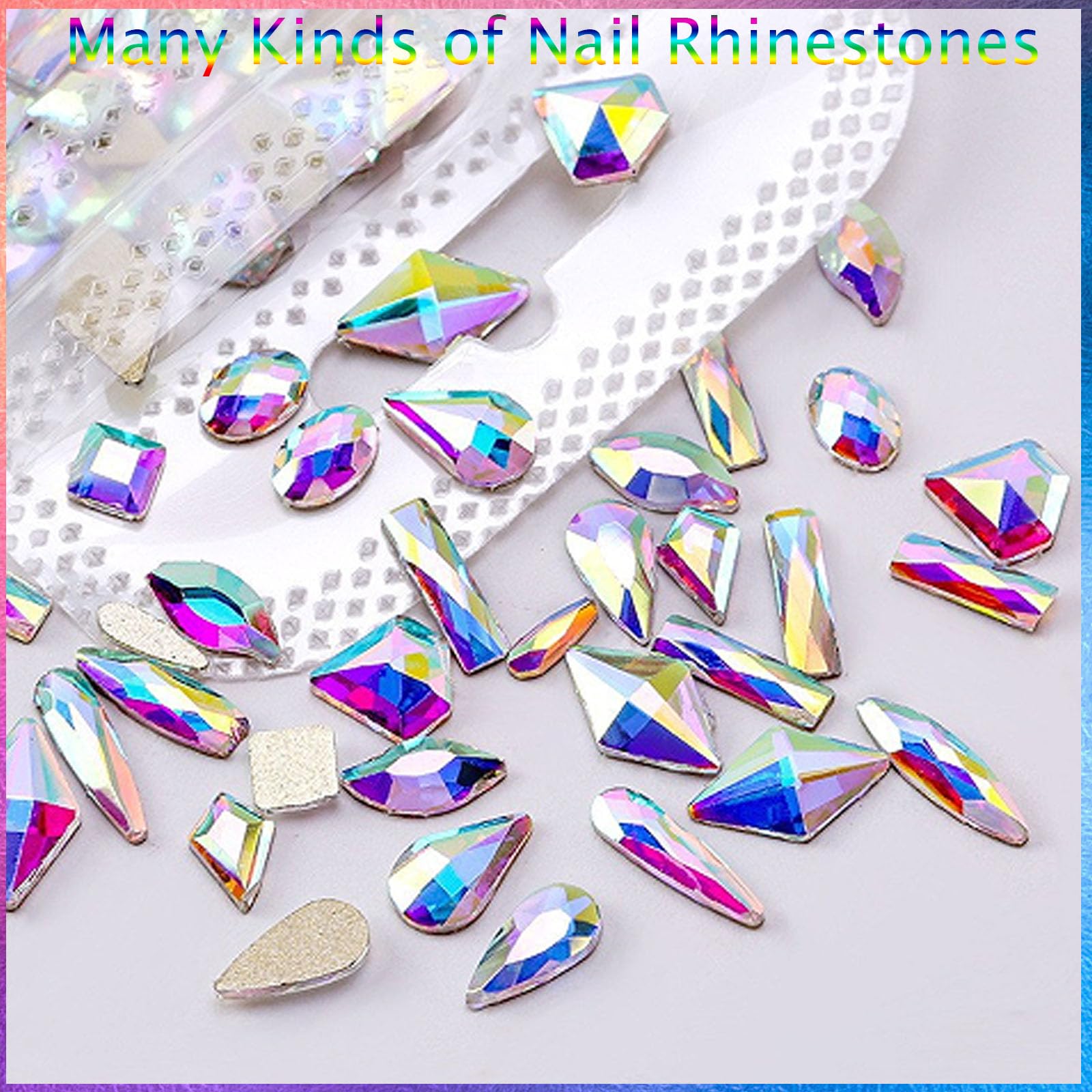 Kaipheiquan Nail Rhinestones Kit – 900 AB Diamonds & 3200 Flat-Bottom Rhinestones for DIY Nail Art