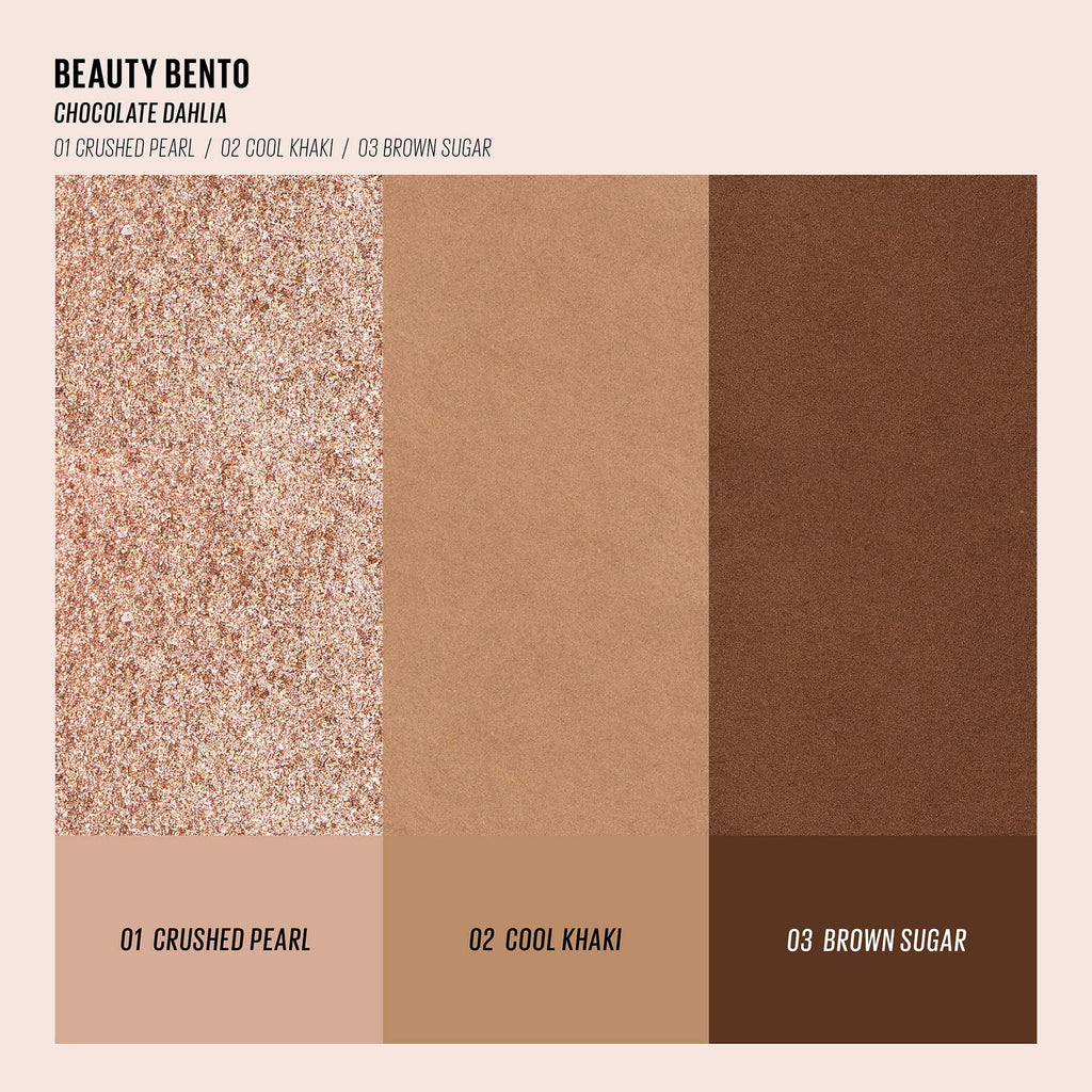 KAJA Beauty Bento 08 Chocolate Dahlia – 3-Color Eyeshadow Palette (Mosaic Chrome, Shimmer, Matte)