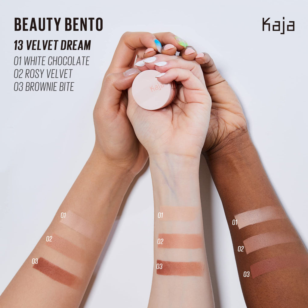 KAJA Beauty Bento Collection: Bouncy Eyeshadow Trio in Burnt Sandy Brown Tones | Travel Size 0.03 oz