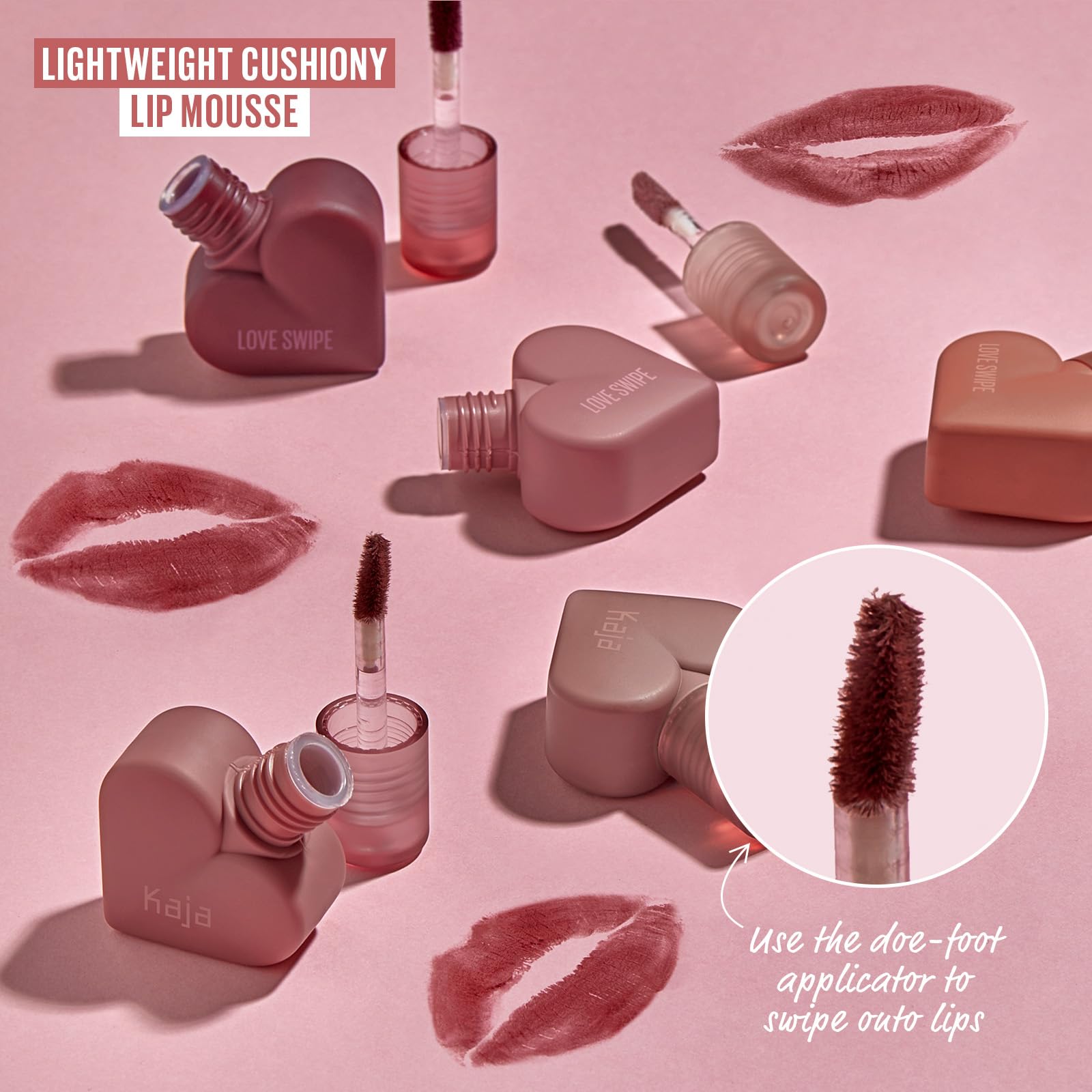 KAJA Lip Mousse Love Swipe 02 Sweet Softie — Velvet Finish, Buildable Color, Raspberry Seed Oil + Vitamin E, 0.22 oz