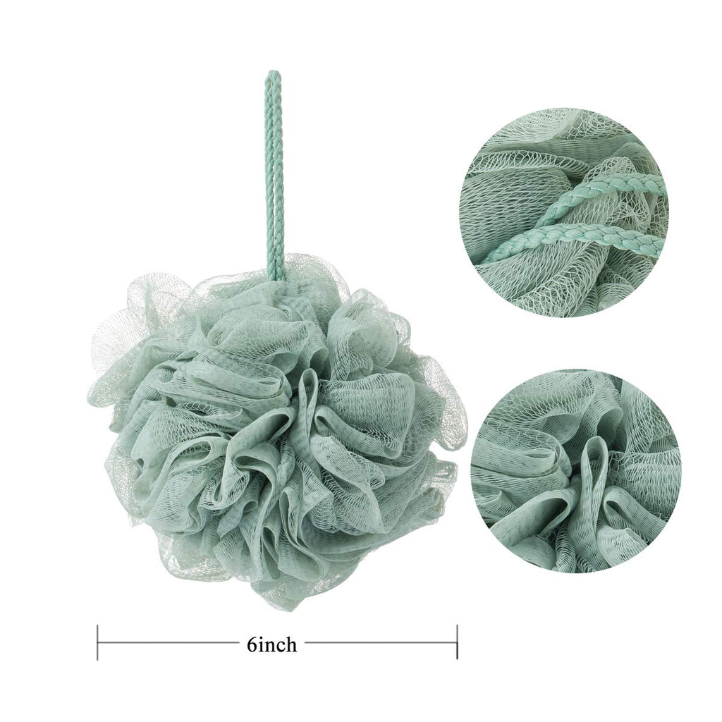 KAKOOI Bath Sponges – Soft Exfoliating Loofahs (3 pcs, Green/Linen/Pink)