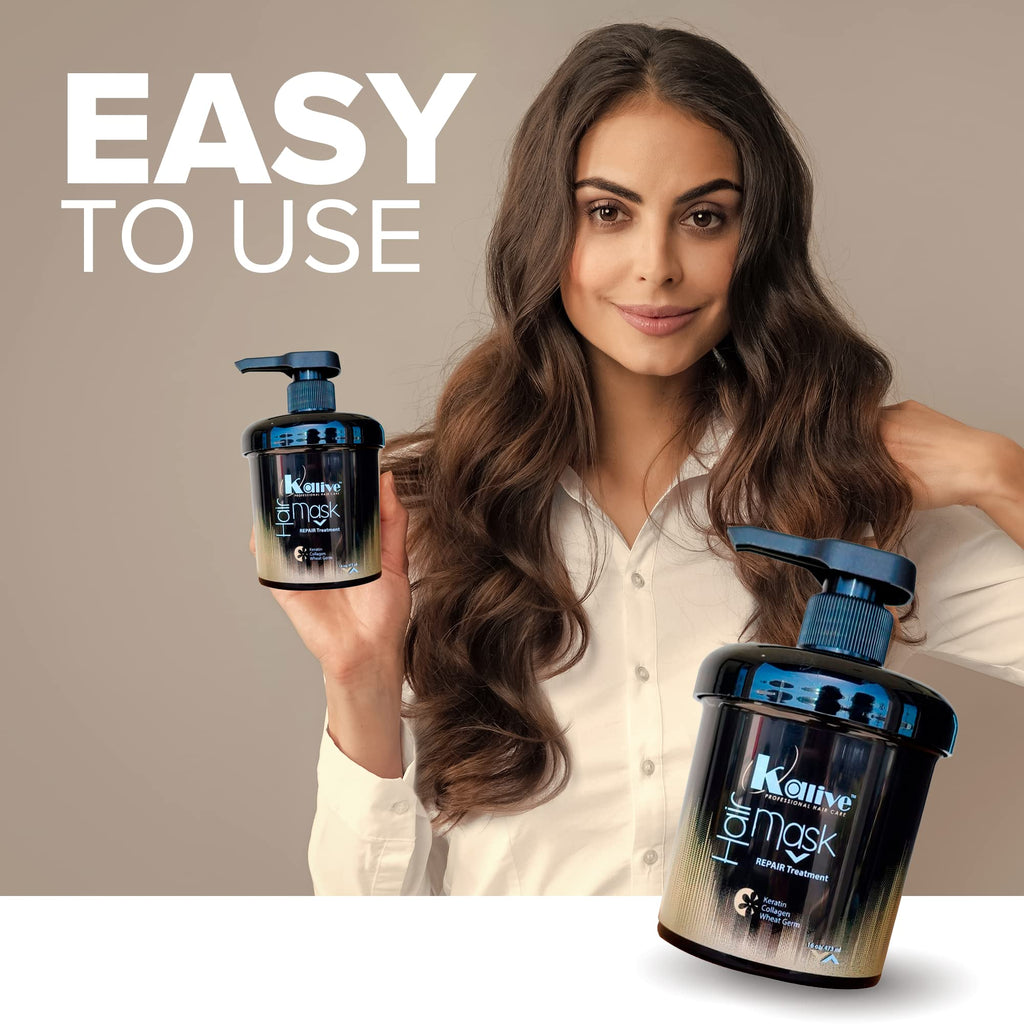 KALIVE Hair Mask – Deep Hydration & Repair (8 oz) with Keratin, Collagen & Wheat Germ