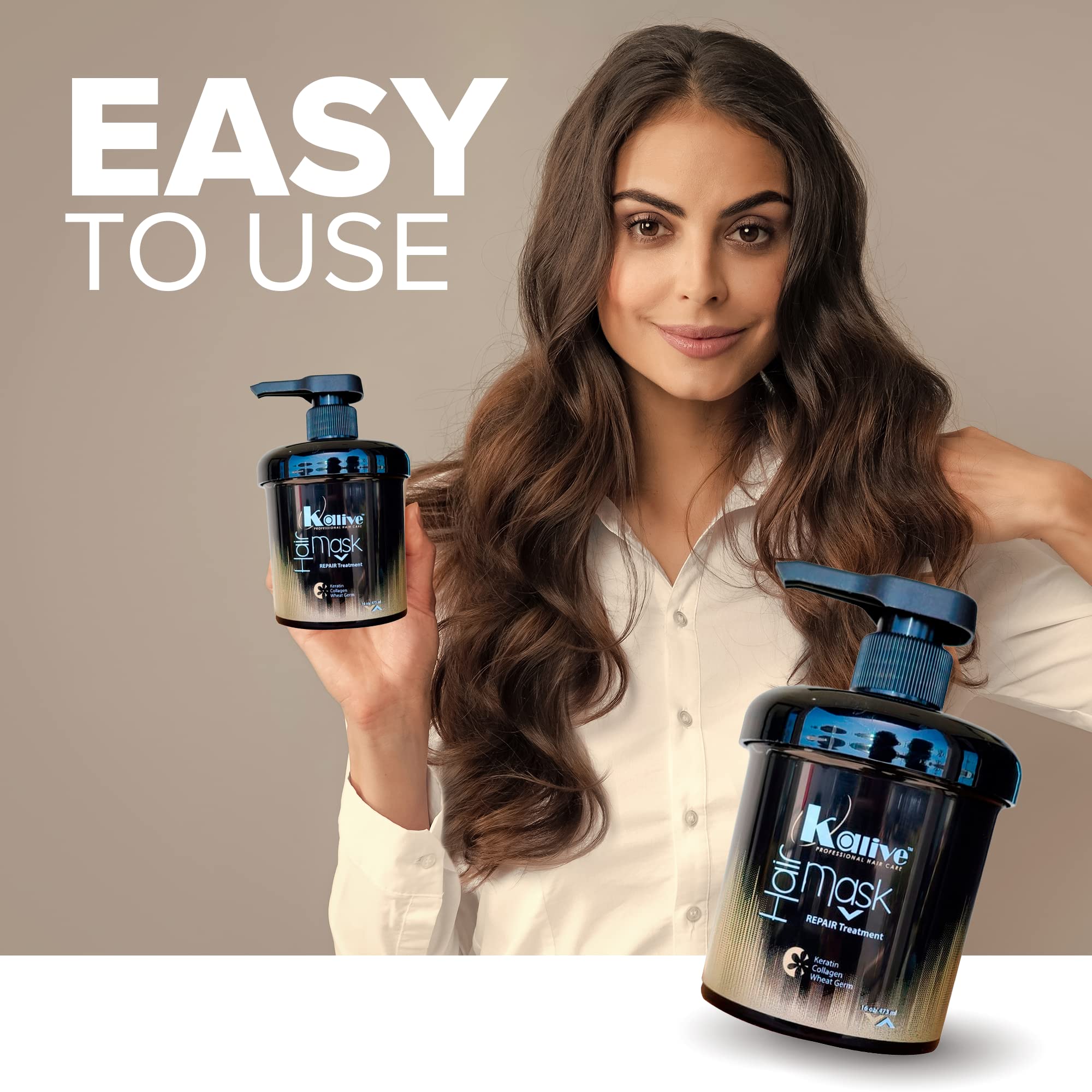 KALIVE Hair Mask – Deep Hydration & Repair (8 oz) with Keratin, Collagen & Wheat Germ