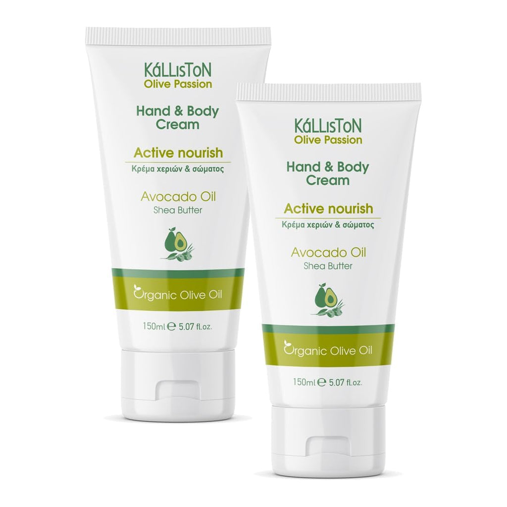 Kalliston Organic Avocado Olive Oil Lotion Duo – Hand & Body Cream from Crete, Greece (2 x 5.07 oz)