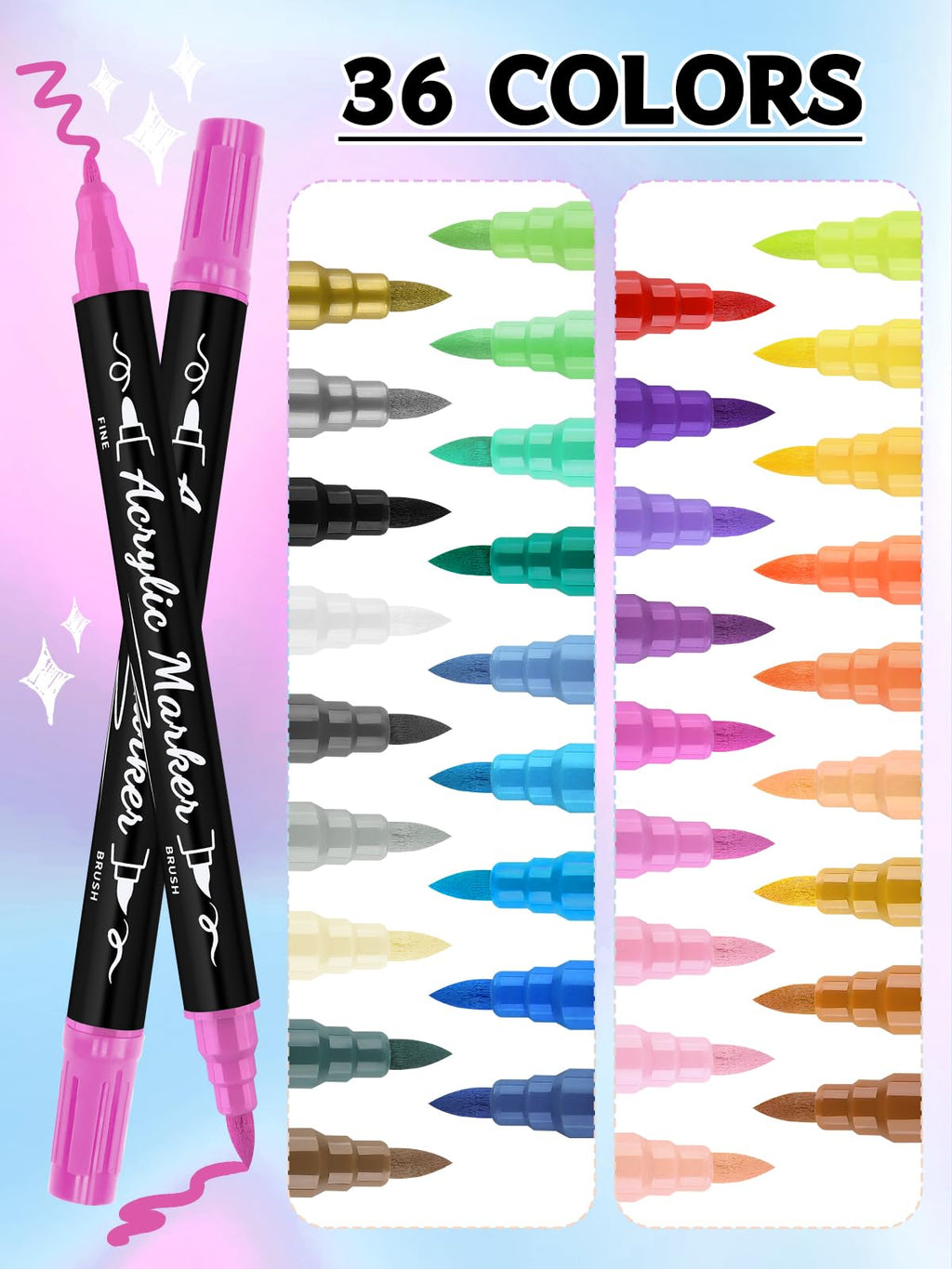 Kalolary 36 Colors Nail Art Pens Set | Dual-Tip Nail Polish Pens for DIY Nails
