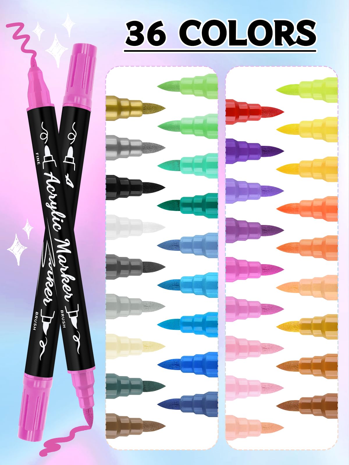 Kalolary 36 Colors Nail Art Pens Set | Dual-Tip Nail Polish Pens for DIY Nails