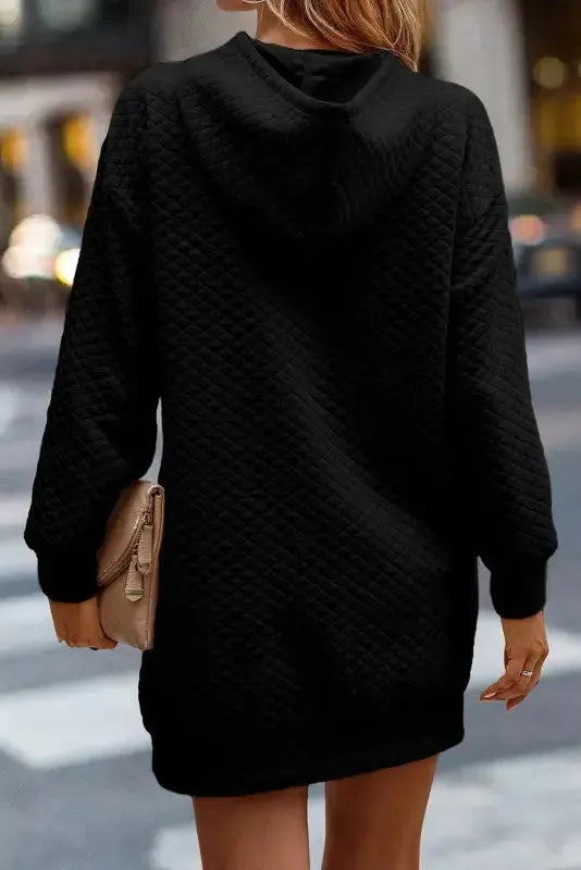 Quilted Hooded Mini Dress Women UK | Kangaroo Pocket