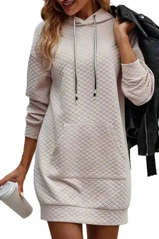Quilted Hooded Mini Dress Women UK | Kangaroo Pocket