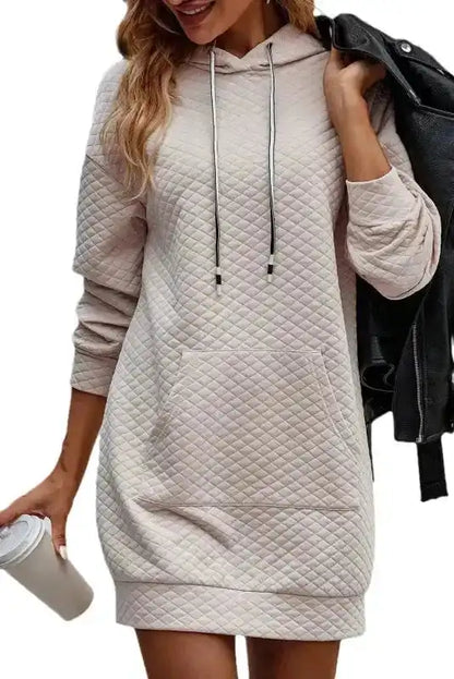 Quilted Hooded Mini Dress Women UK | Kangaroo Pocket