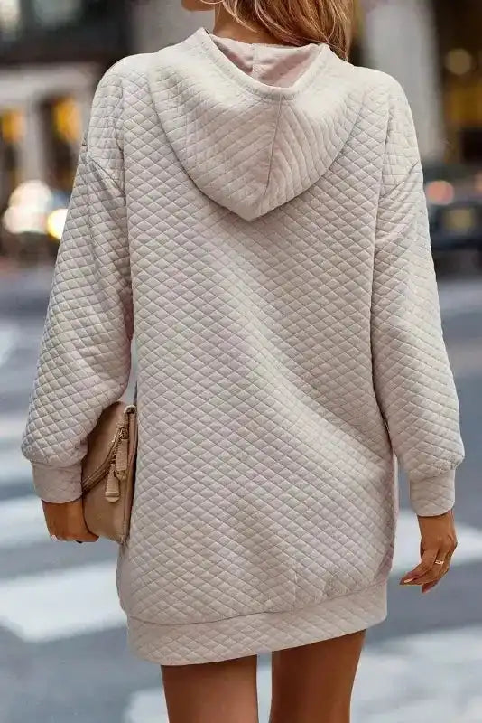 Quilted Hooded Mini Dress Women UK | Kangaroo Pocket