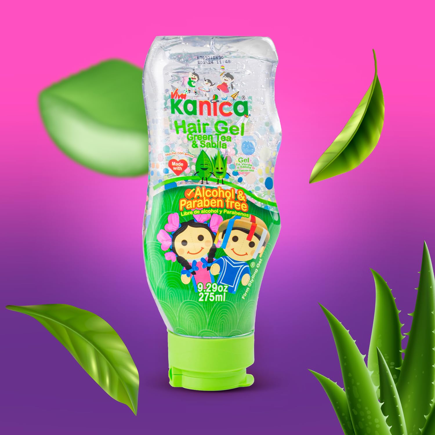 KANICA Gel with Green Tea & Aloe Vera – Paraben- and Alcohol-Free Hair Gel for Kids