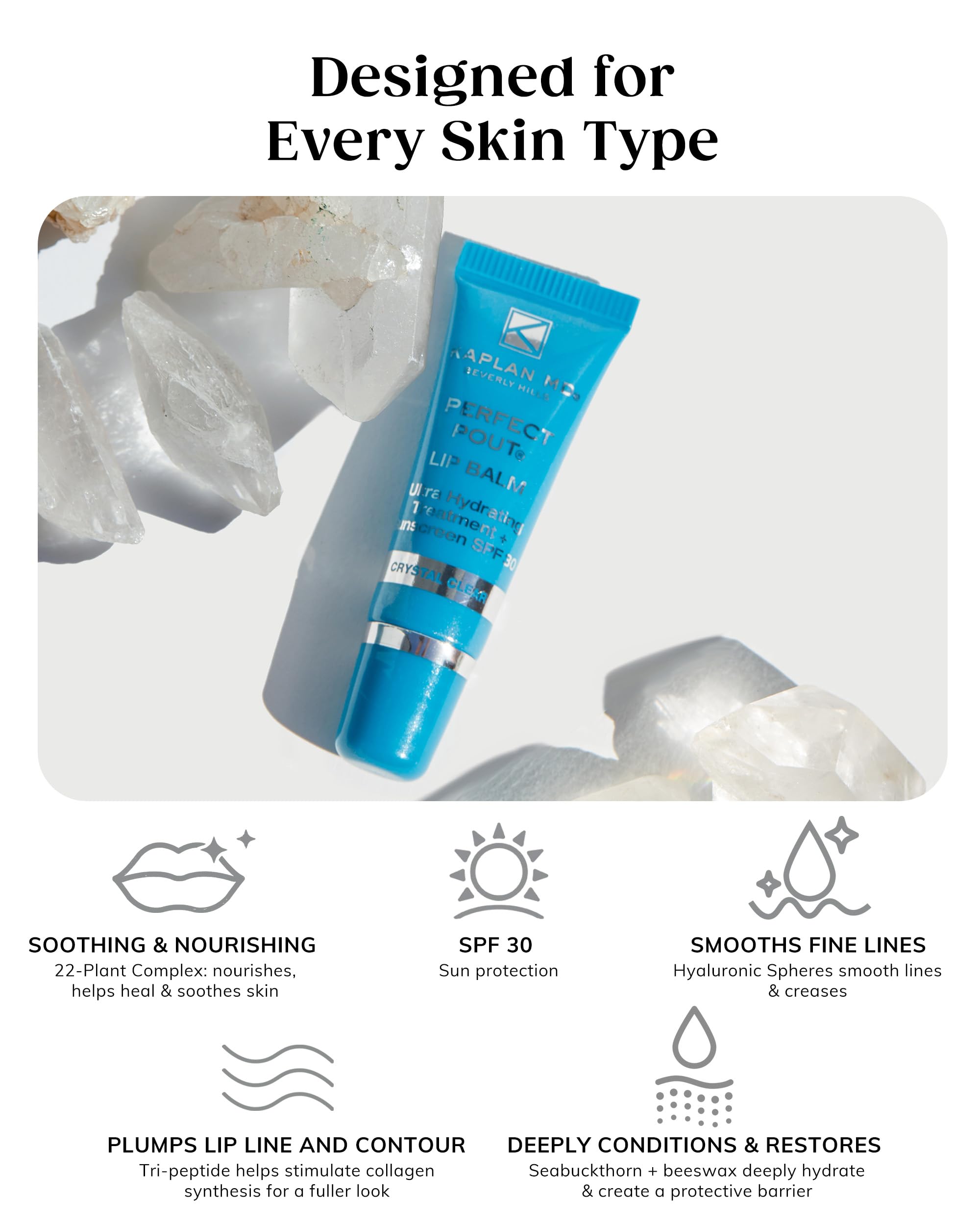 KAPLAN MD Perfect Pout SPF Lip Balm – Ultra Hydration, SPF 30, Rose Blush