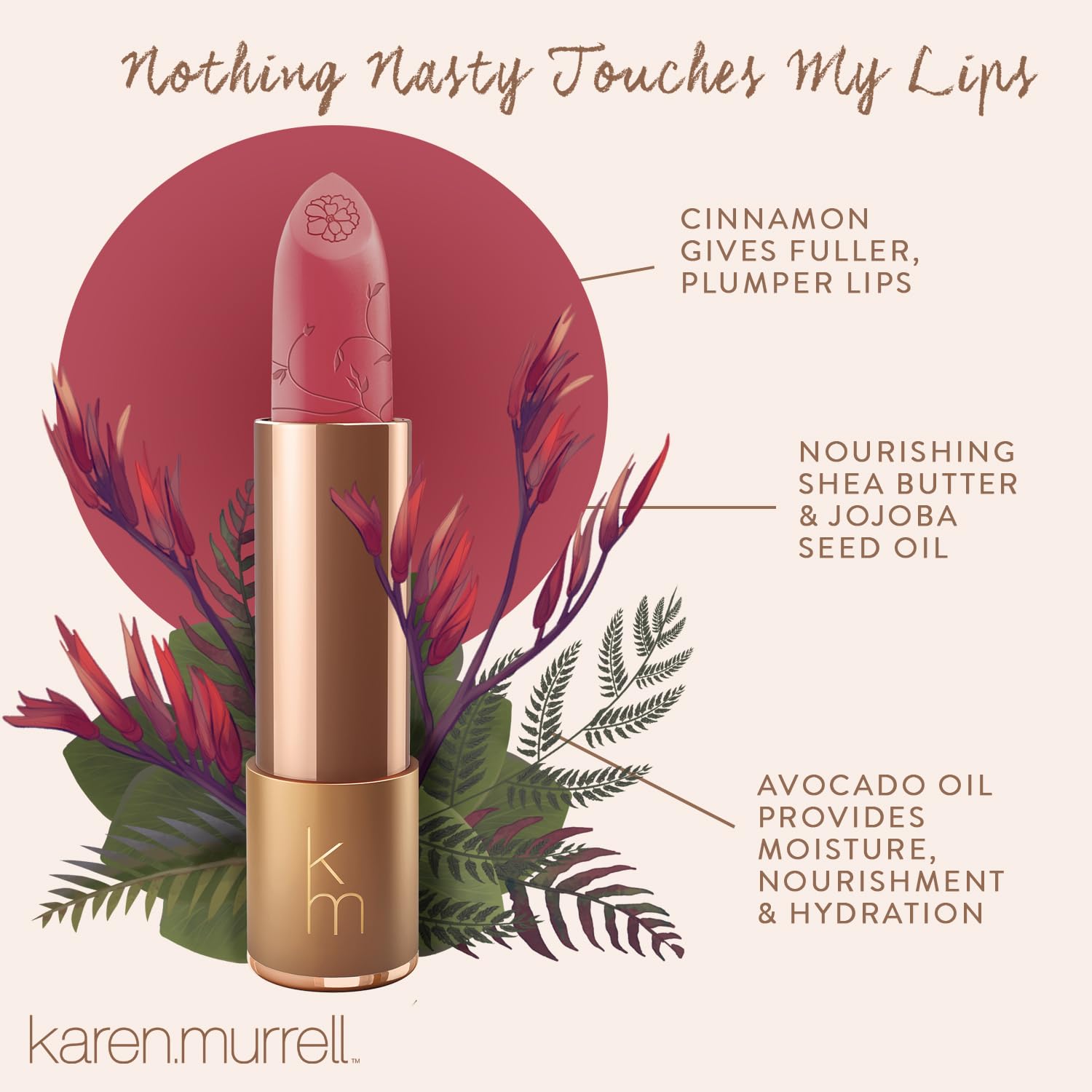 Karen Murrell Violet Mousse Lipstick – Natural Matte Finish, 100% Natural Ingredients, Cruelty Free