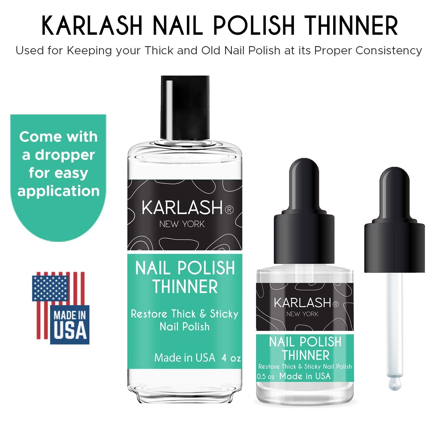 Karlash Professional Nail Polish Thinner 4 oz – Restore Thick Polish, Refill Kit