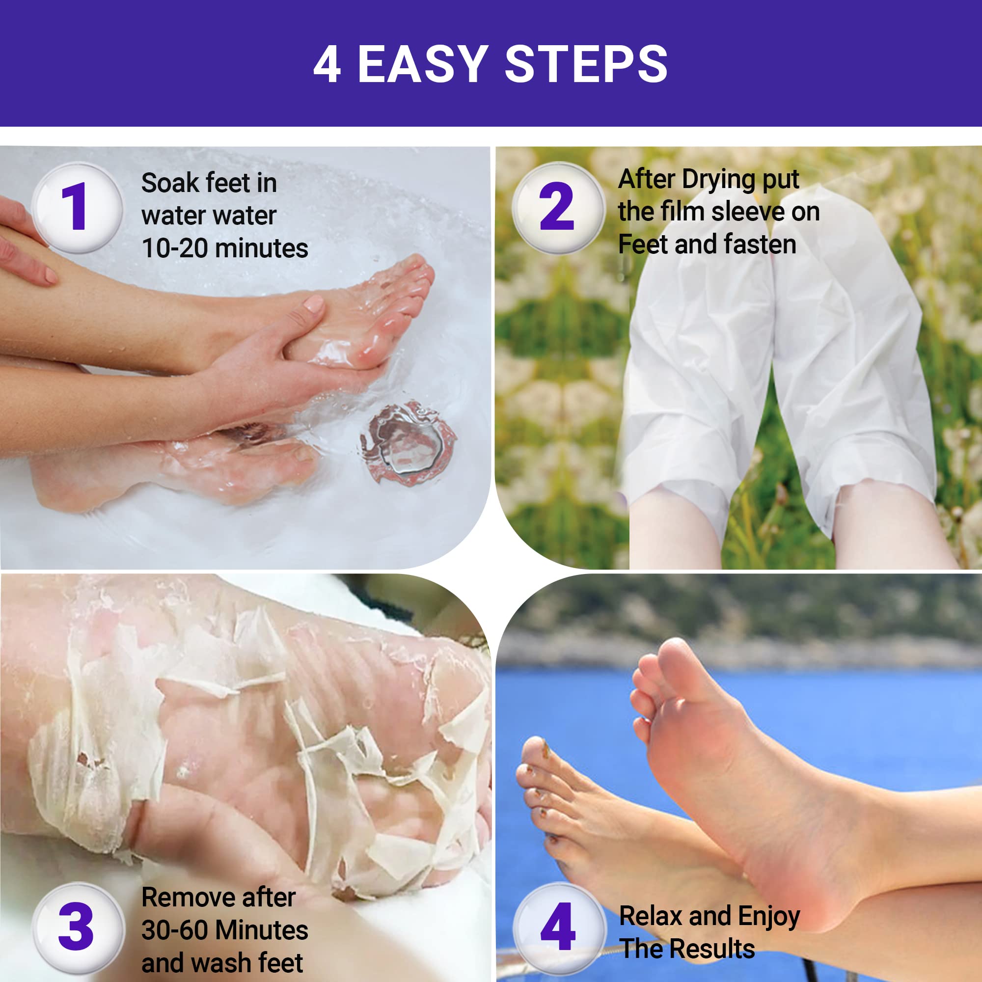 Karma Organic Foot Peel Mask Lavender – Moisturizing Exfoliating Foot Masks (Pack of 2)