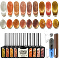 Karroy Cat Eye Gel Nail Polish Set – 9 Colors B, Magnetic Shimmer Kit (Soak Off, UV/LED Cured)