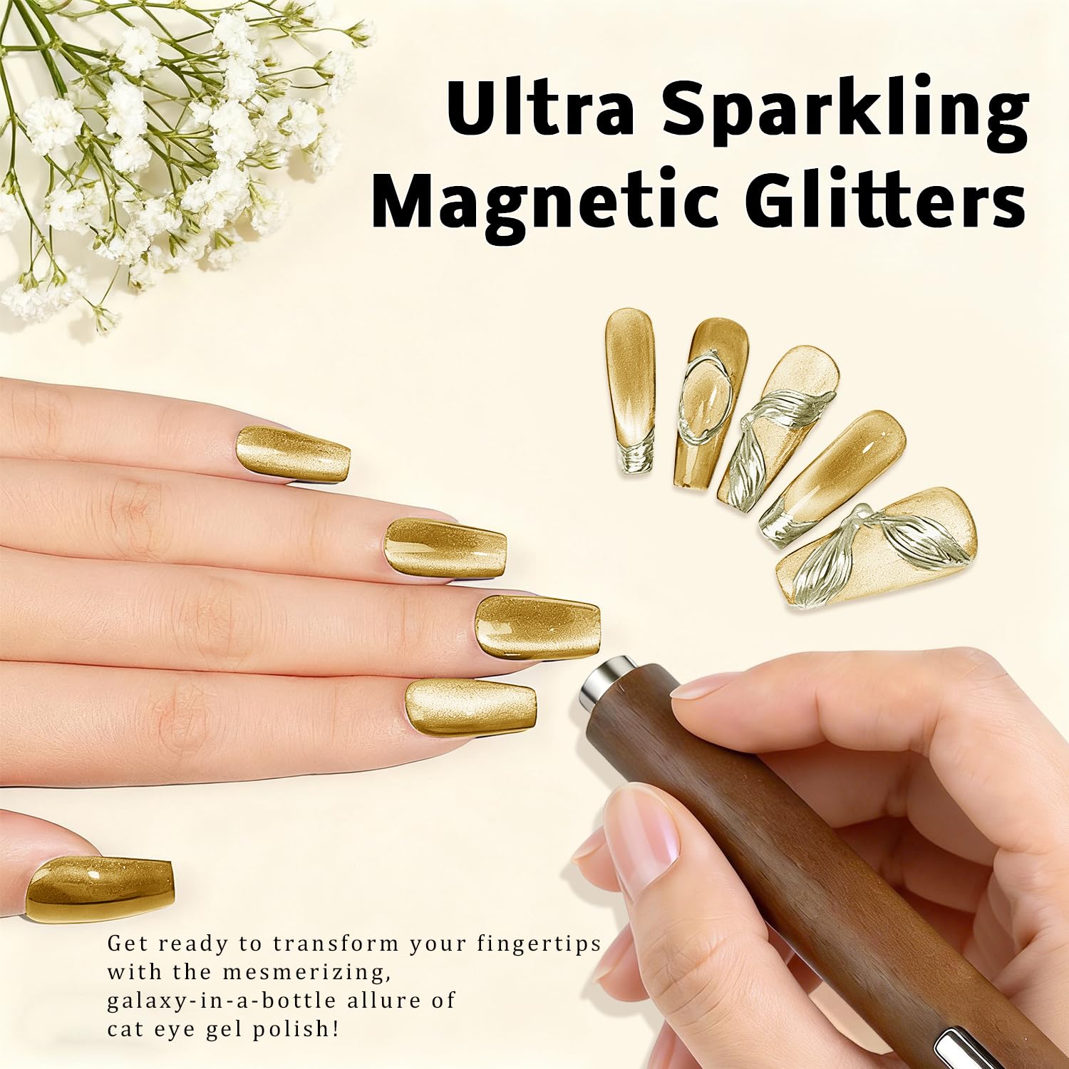 Karroy Cat Eye Gel Nail Polish Set – 9 Colors B, Magnetic Shimmer Kit (Soak Off, UV/LED Cured)
