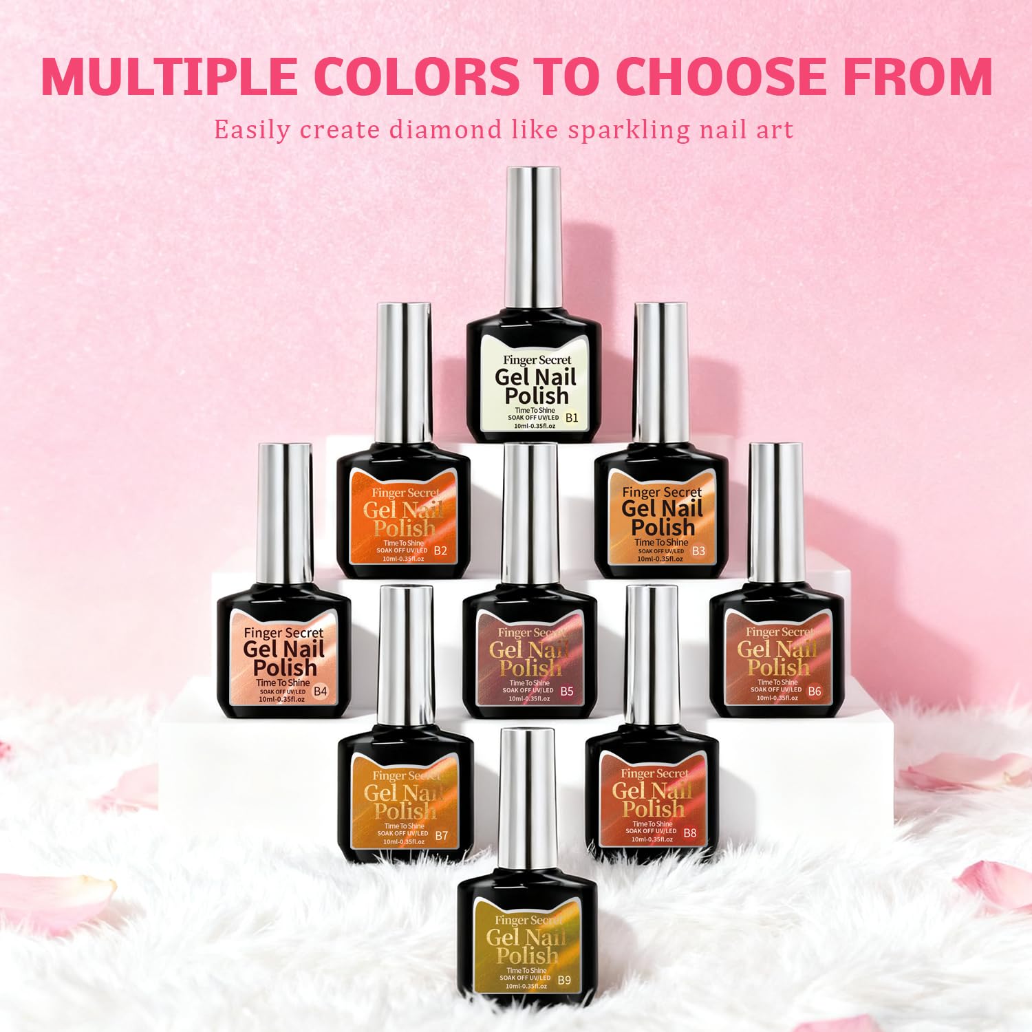 Karroy Cat Eye Gel Nail Polish Set – 9 Colors B, Magnetic Shimmer Kit (Soak Off, UV/LED Cured)