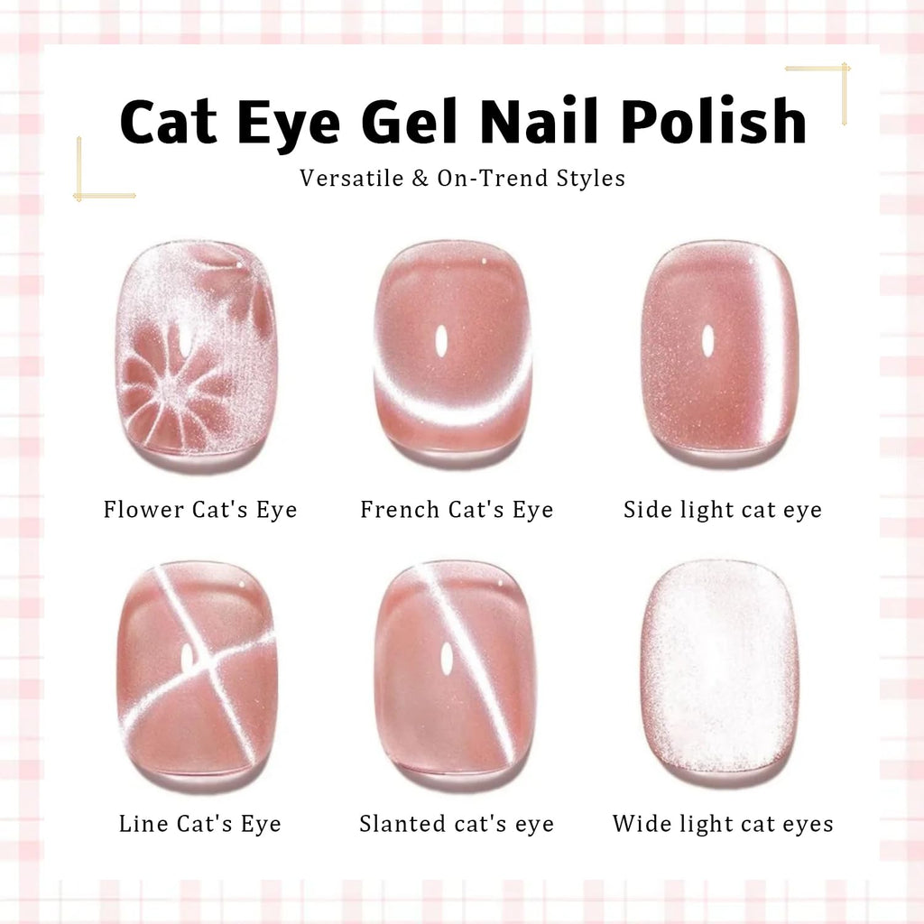 Karroy Cat Eye Gel Nail Polish Set – 9-Color Magnetic Shimmer Kit (UV/LED Cure)