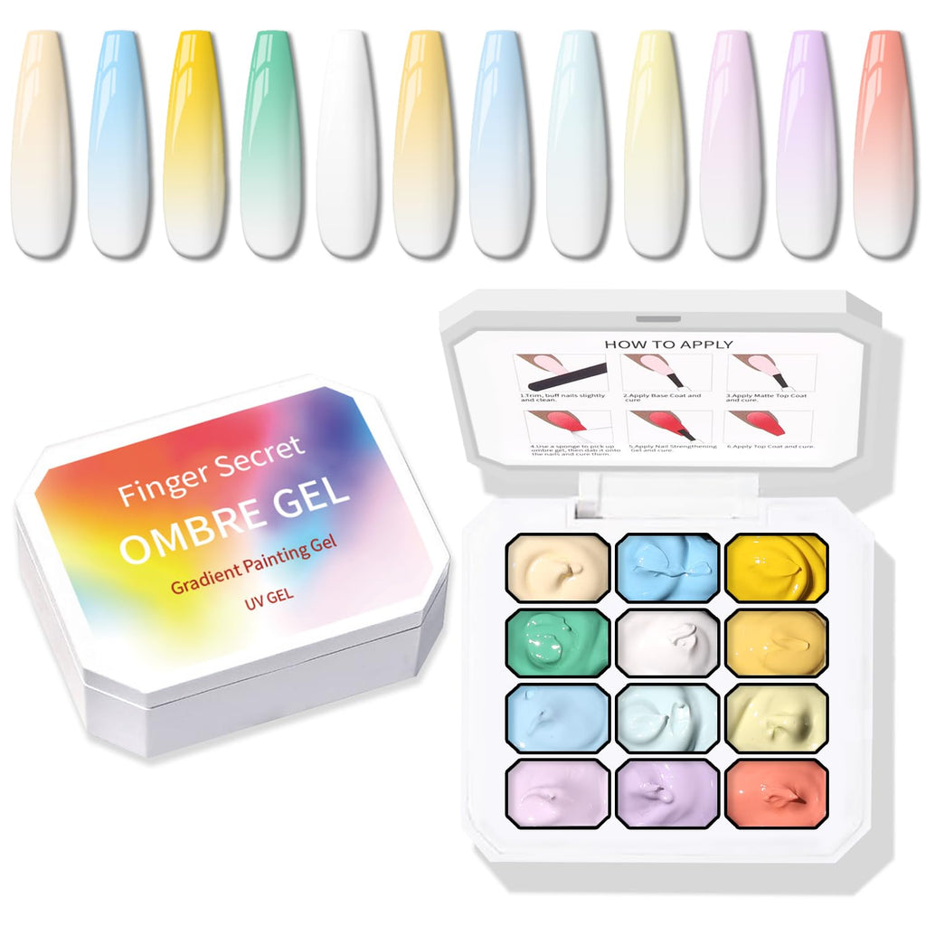 Karroy Sponge Pat Gel Nail Polish Palette – 12-Color Ombre Gel Kit (No Wipe)