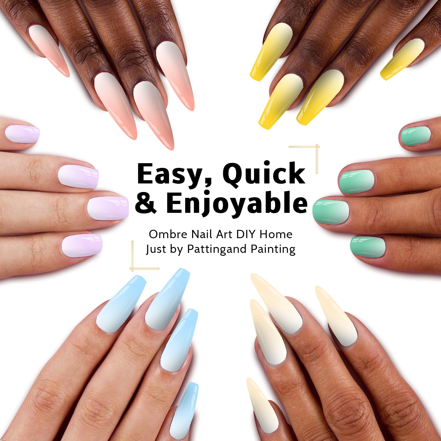 Karroy Sponge Pat Gel Nail Polish Palette – 12-Color Ombre Gel Kit (No Wipe)