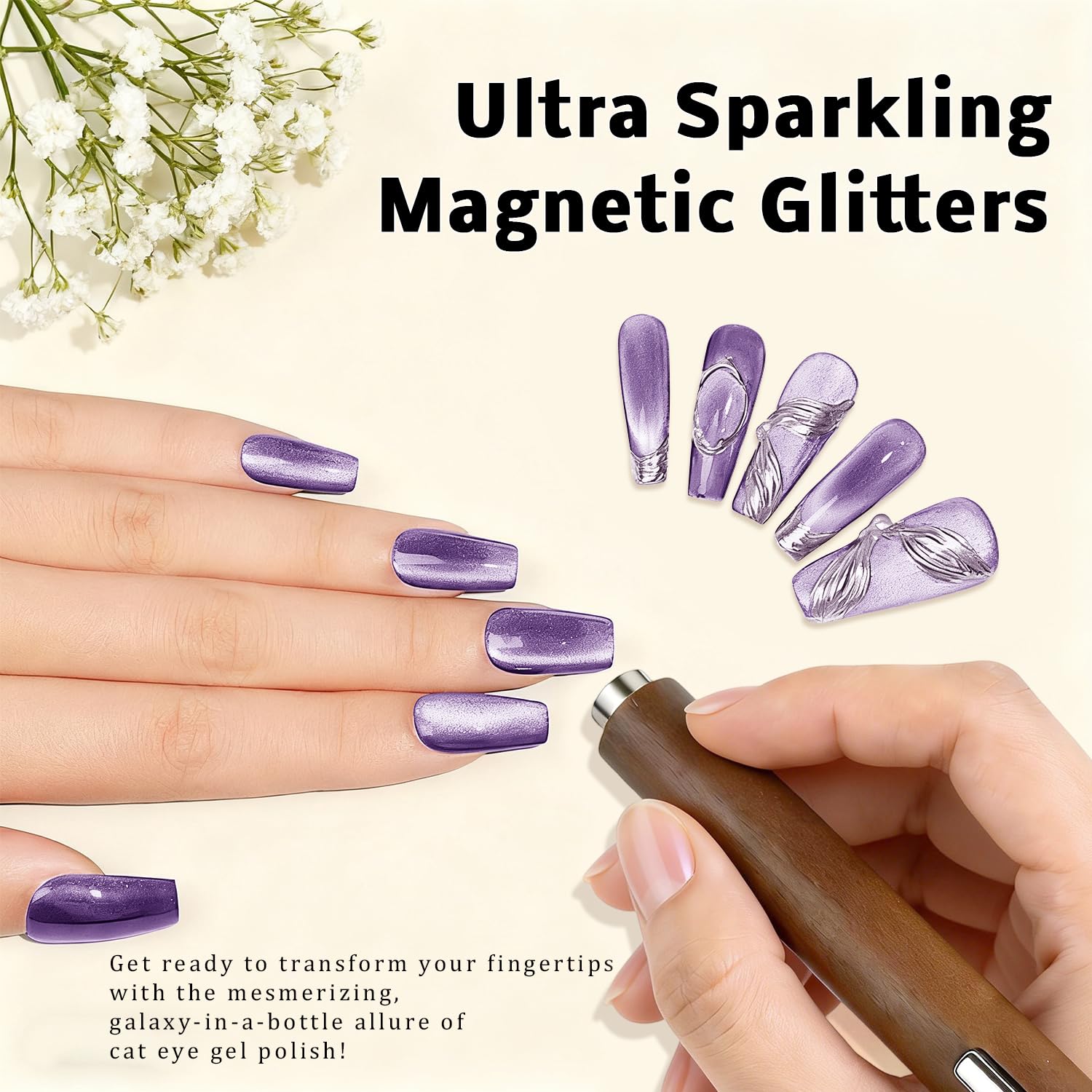 Karroy Cat Eye Gel Nail Polish Set – 9 Colors Magnetic Shimmer Kit