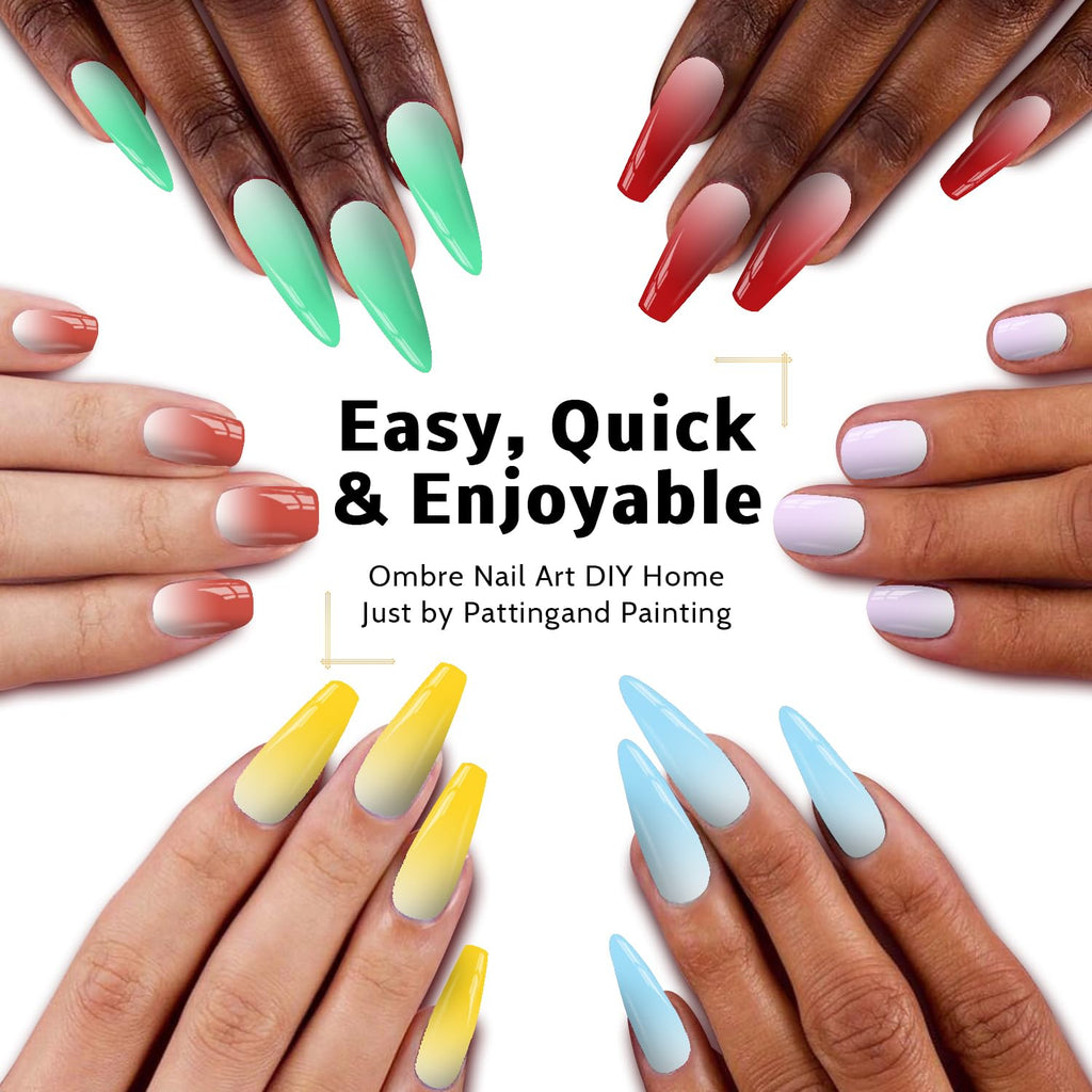 Karroy Christmas Gel Polish – 9-Color Ombre Palette, 100 Sponges, 6 Brushes, 1 Grabber, No Wipe, UV/LED Set 03