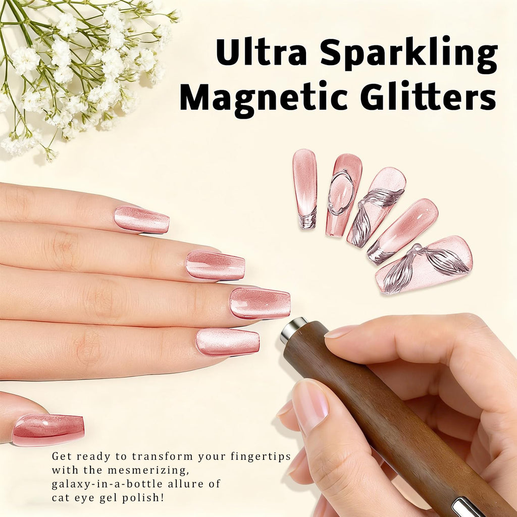 Karroy Cat Eye Gel Nail Polish Set – Magnetic Holographic Kit (9 Colors) | Soak Off UV/LED