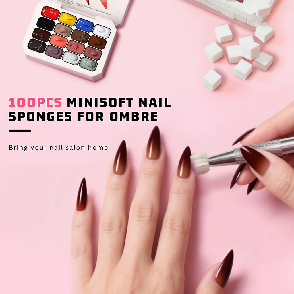 Karroy Sponges Pat Gel Nail Palette Set 03 — 16-Color Ombre Gel System (No Wipe)