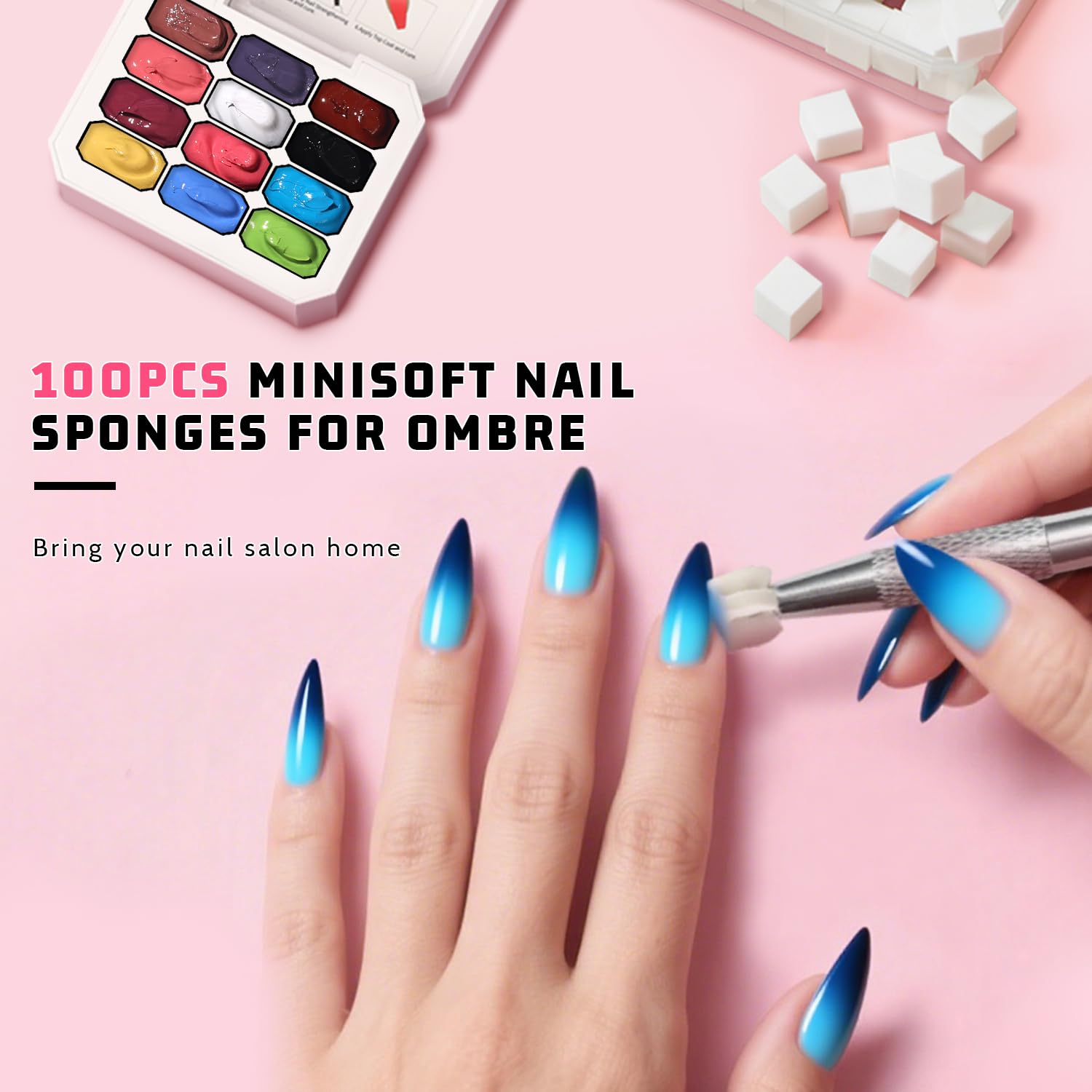 Karroy Sponge Pat Gel Nail Polish Palette – 12-Color Ombre Set, UV/LED