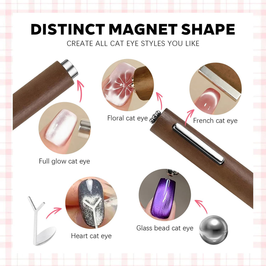 Karroy Cat Eye Gel Nail Polish Set – Magnetic Holographic Kit (9 Colors) | Soak Off UV/LED