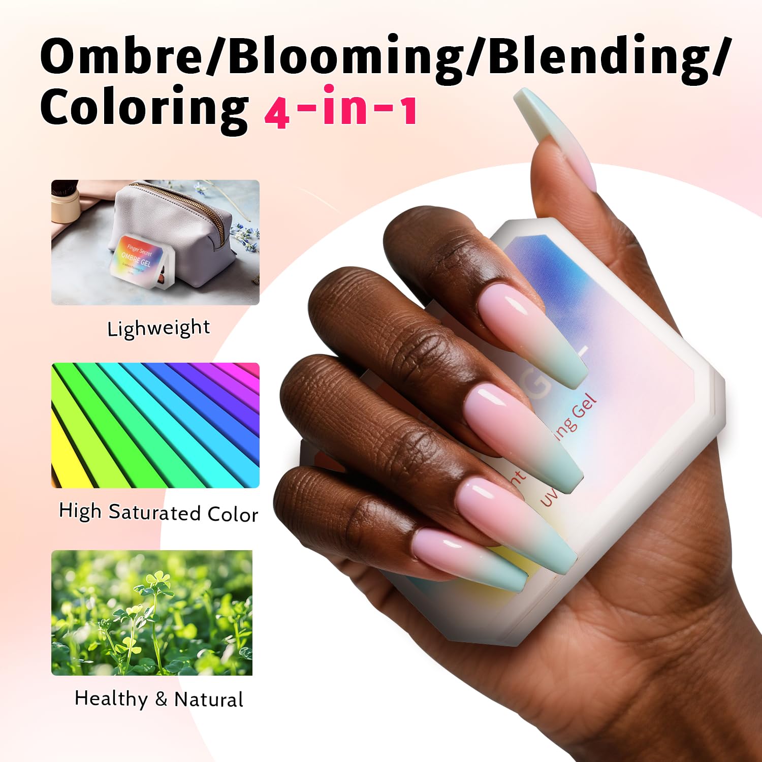 Karroy Sponge Pat Gel Nail Polish Palette — 12-Color Ombre Gel Color Set | UV/LED, No Wipe