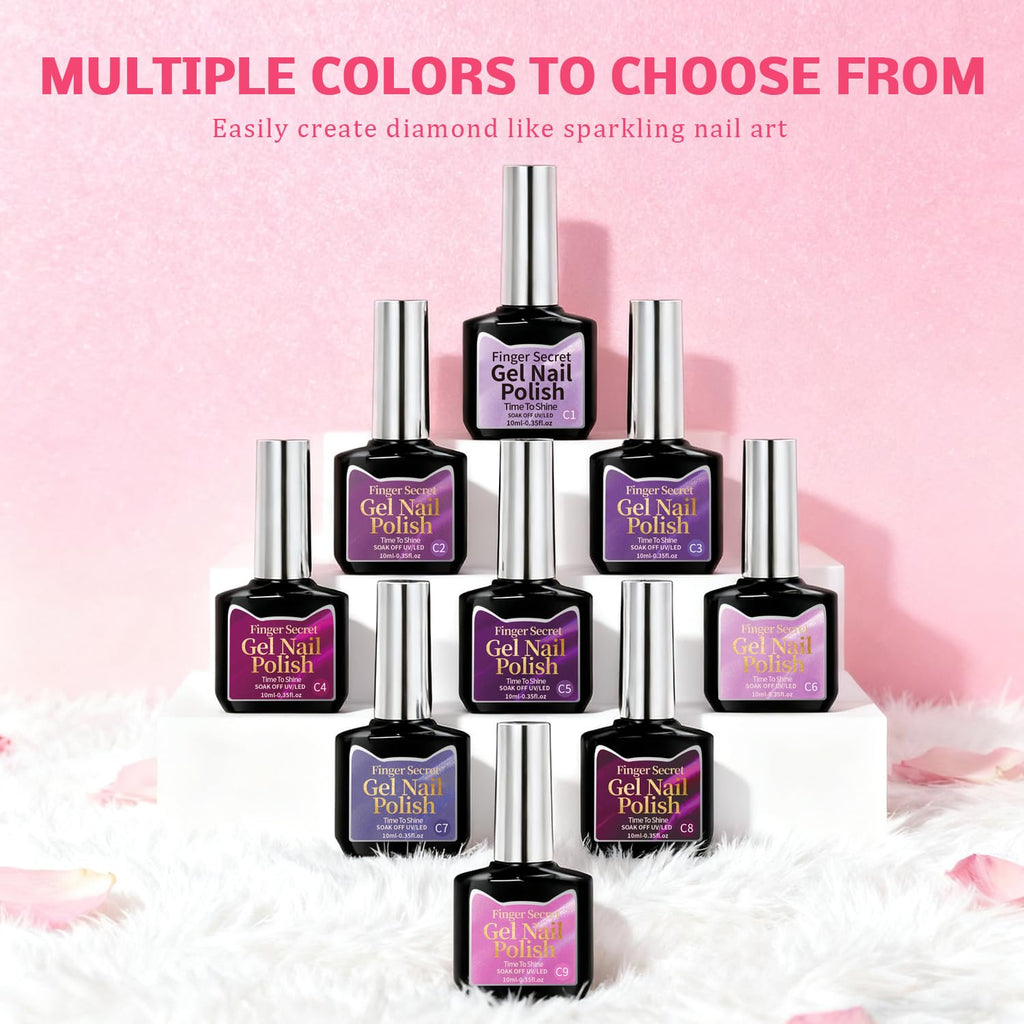 Karroy Cat Eye Gel Nail Polish Set – 9 Colors Magnetic Shimmer Kit