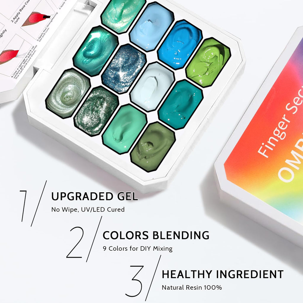 Karroy Sponge Pat Gel Nail Polish Palette – 12-Color Ombre Gradient Gel, No Wipe, UV/LED Cure