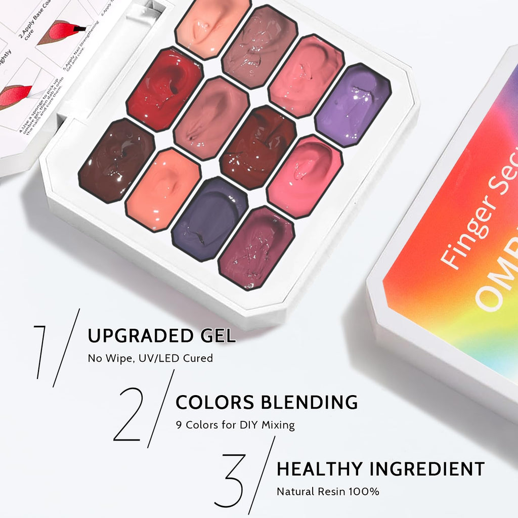 Karroy Sponge Pat Gel Nail Polish Palette — 12-Color Ombre Gel Color Set | UV/LED, No Wipe