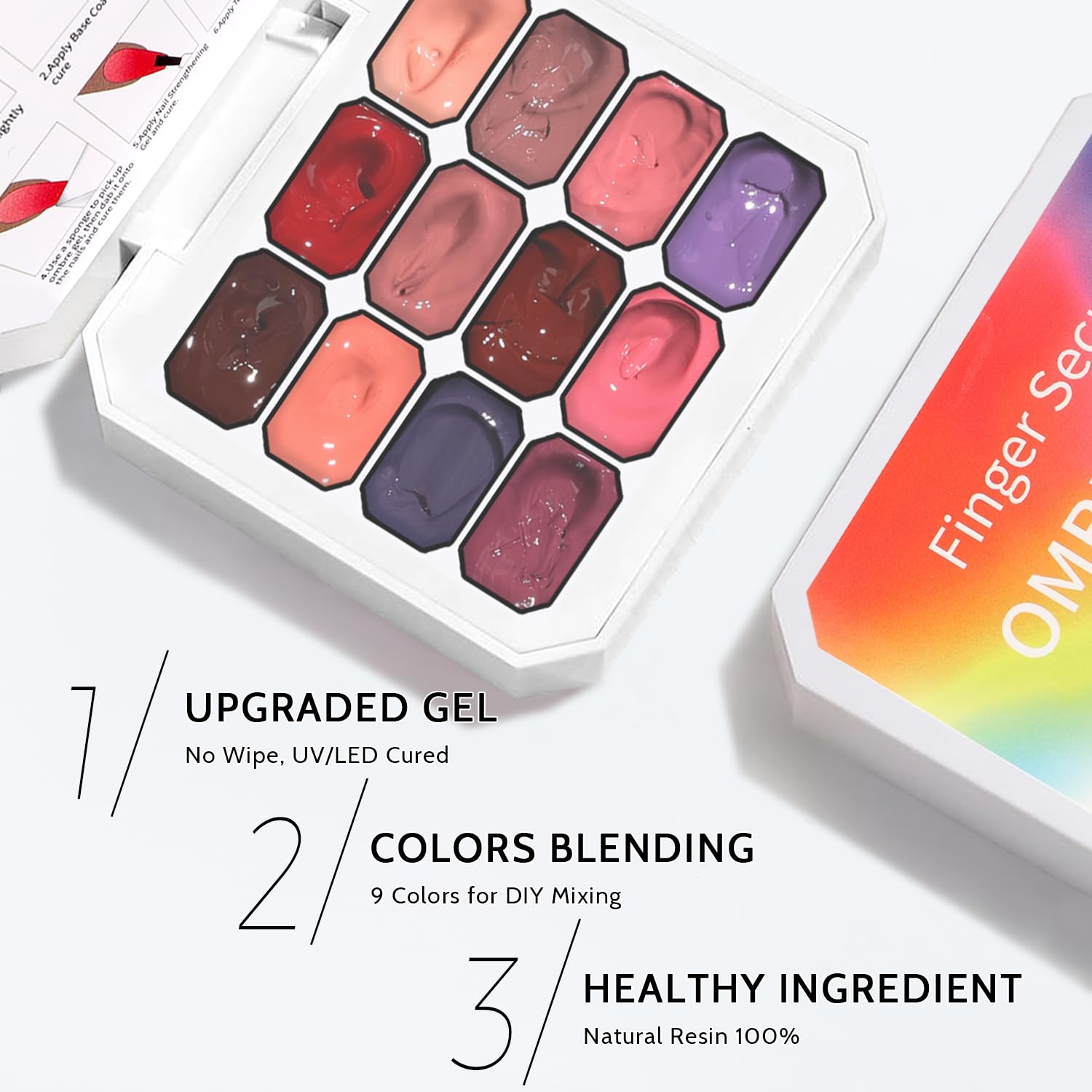 Karroy Sponge Pat Gel Nail Polish Palette — 12-Color Ombre Gel Color Set | UV/LED, No Wipe