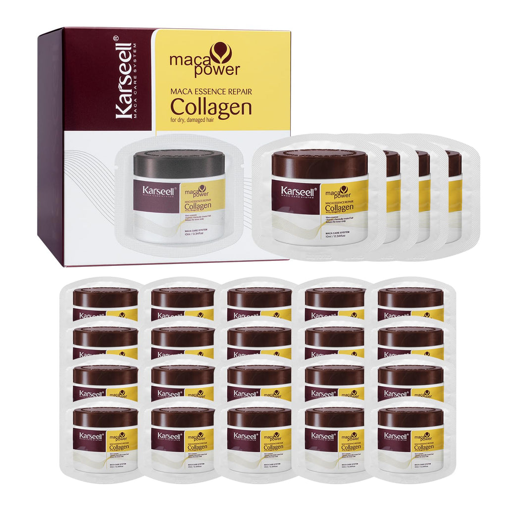Karseell Collagen Hair Mask - Deep Repair with Argan Oil for All Hair Types (10ml, 24 Packs)