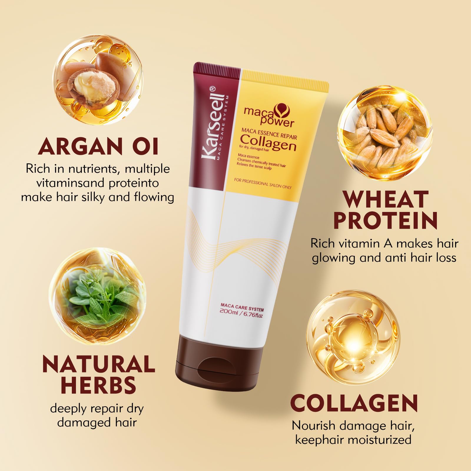 Karseell Collagen Hair Treatment Deep Repair Mask with Argan Oil - 200ml