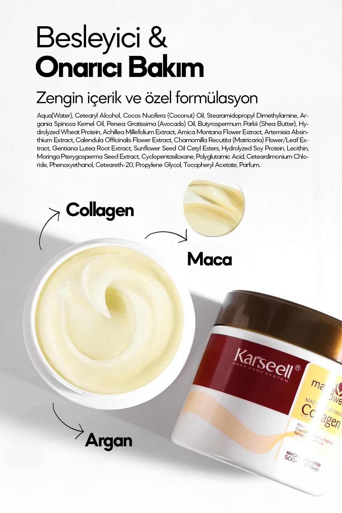Karseell Hair Mask Deep Conditioner with Argan Oil, Collagen & Coconut Oil – 16.9oz / 500ml